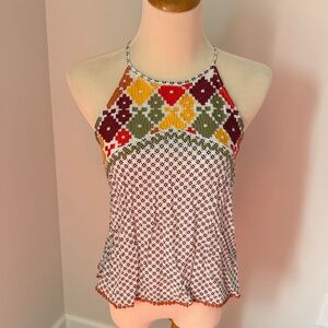 Multicolor Patterned Halter Tank Top - Women's
